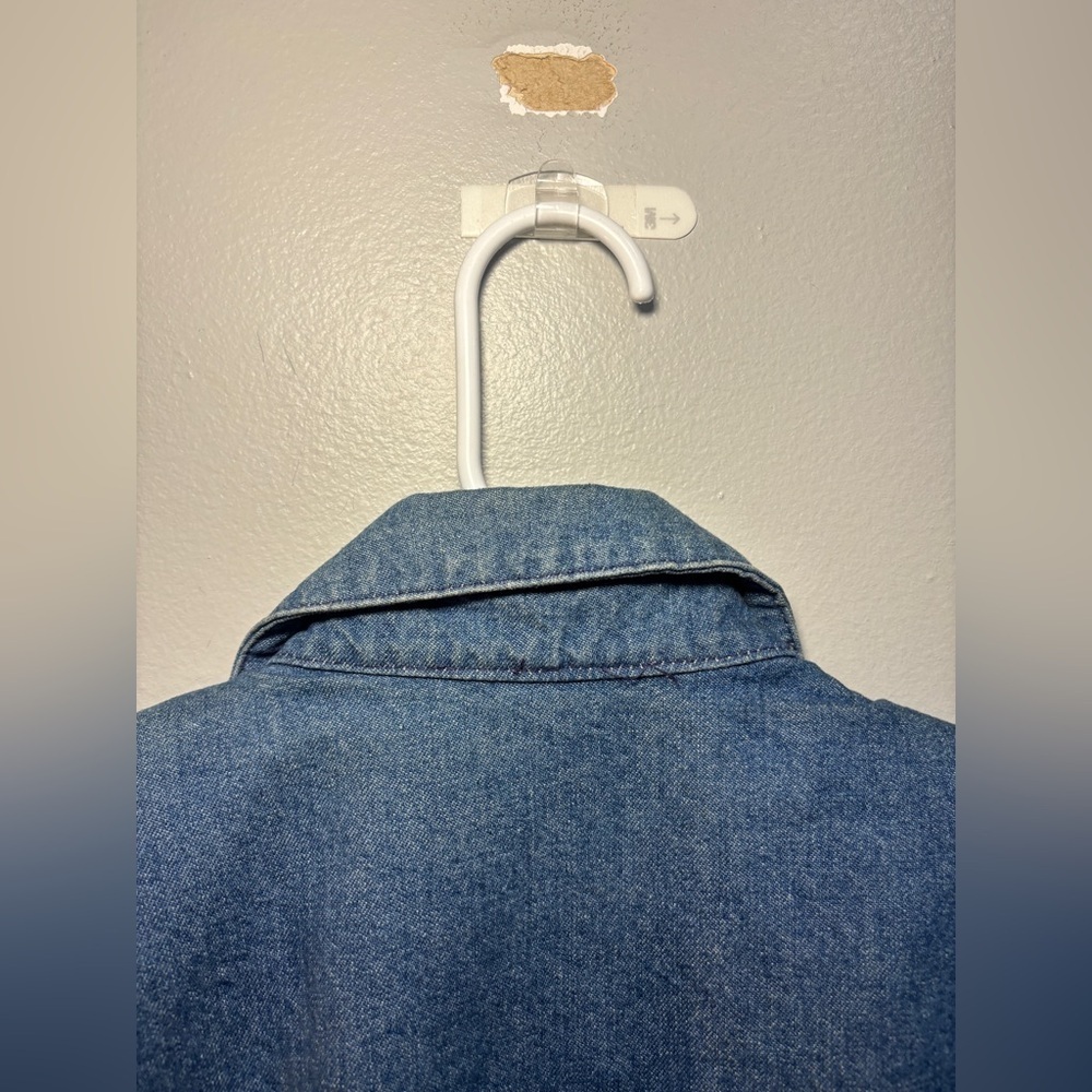 Vintage IDEAS Denim Jacket Blazer Unlined Gold Rhinestone Studded Size Small - Picture 6 of 11